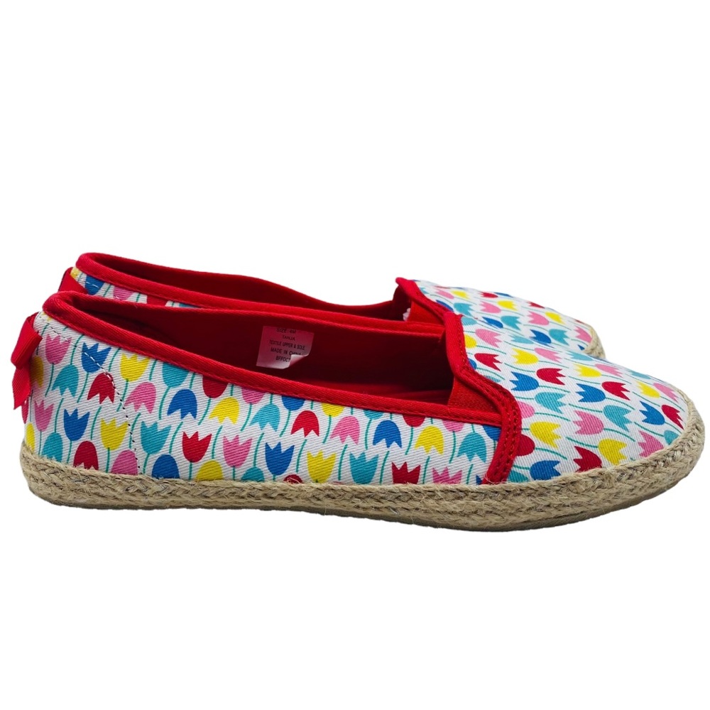 Hanna Andersson Girls Tanja Espadrille Slip On Shoes Size 4 Red Colorful Tulips - Picture 3 of 12